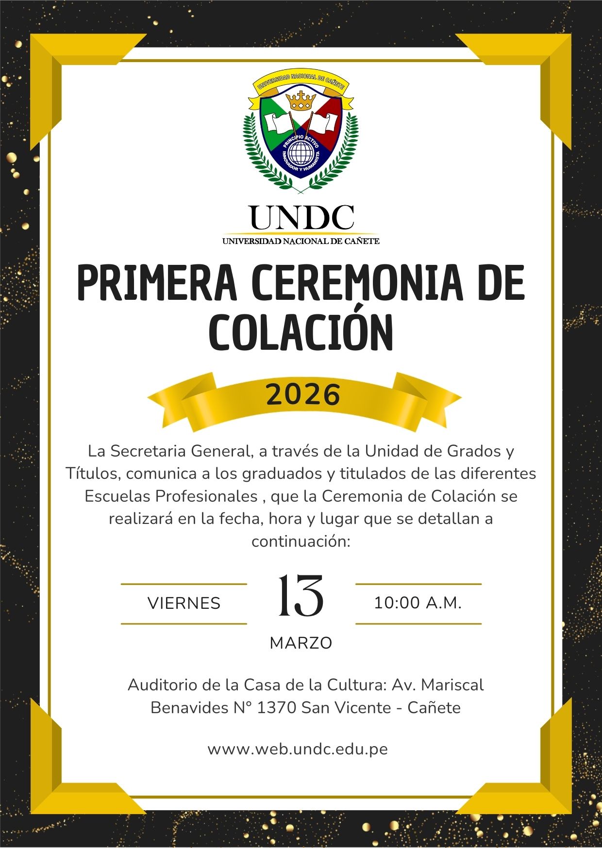 PRIMERA CEREMONIA DE COLACIÓN 2026